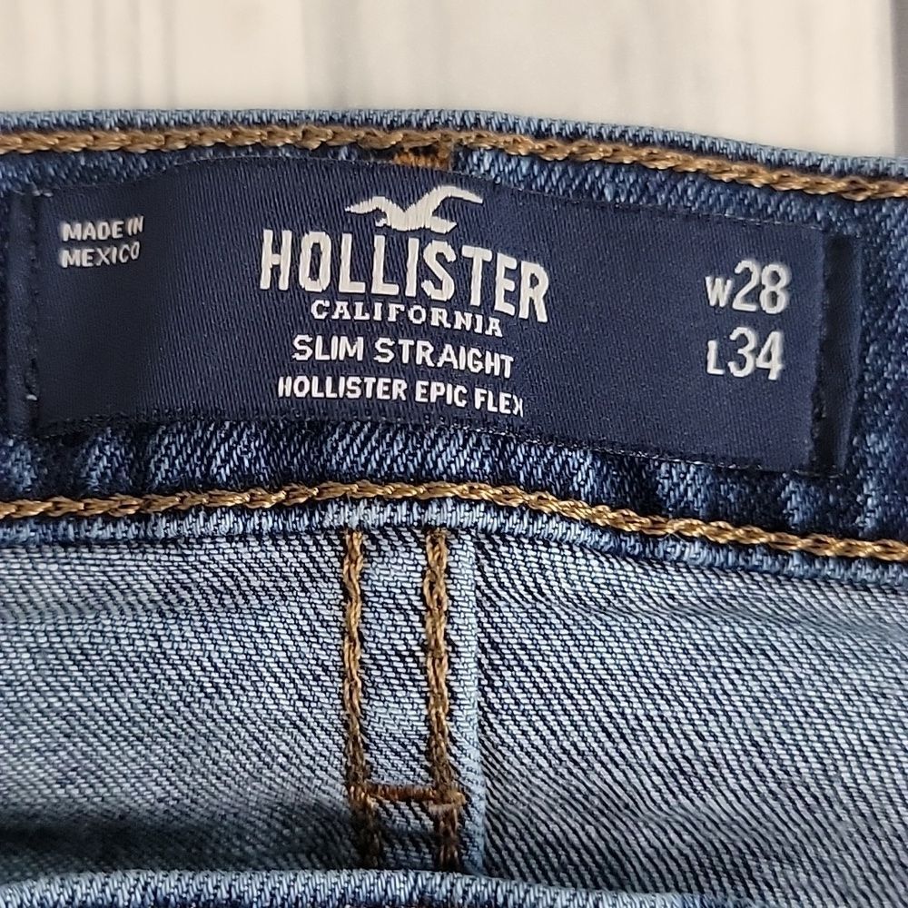 Hollister Epic Flex Slim Straight Blue Denim Jeans Womens Size Waist 28" - Picture 10 of 14